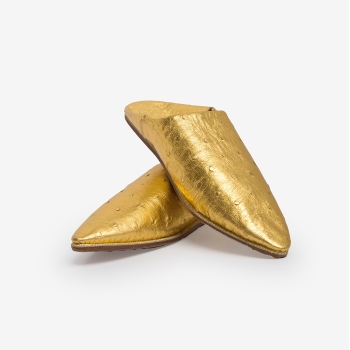 Ostrich leather Moroccan slippers