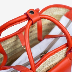 Small Raffia and leather basket designed for La Sultana