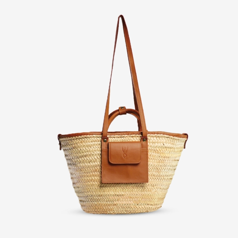 Panier en raphia et cuir conçu pour La Sultana