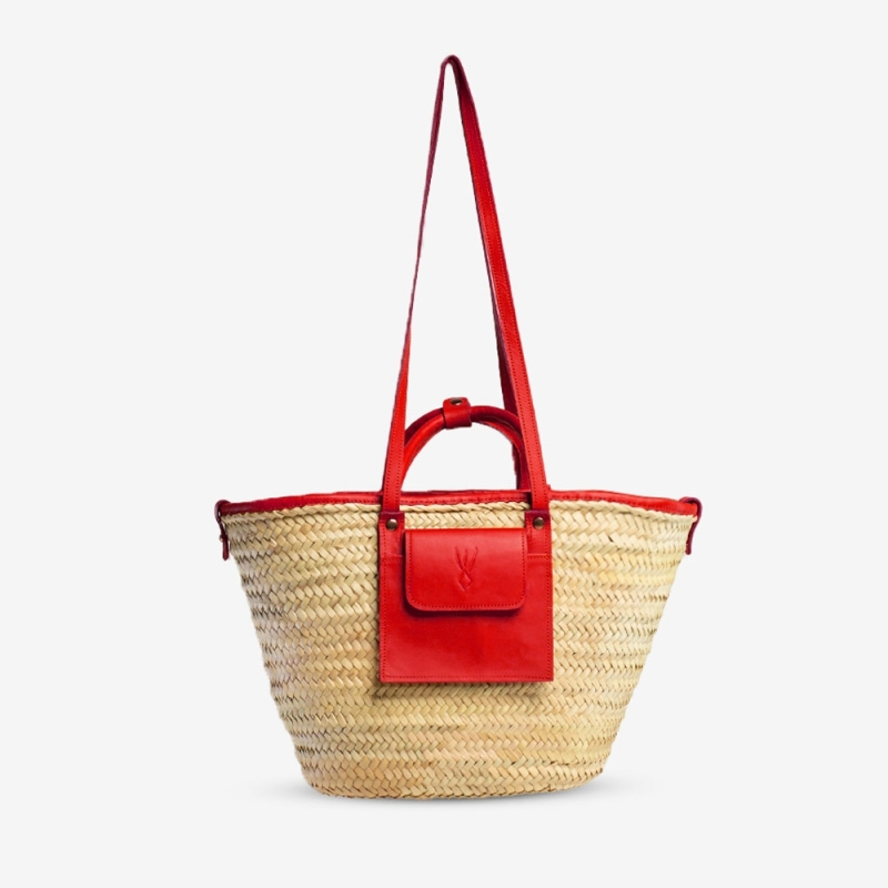 Raffia and leather basket designed for La Sultana