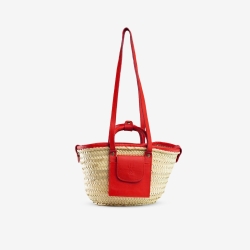 Small Raffia and leather basket designed for La Sultana