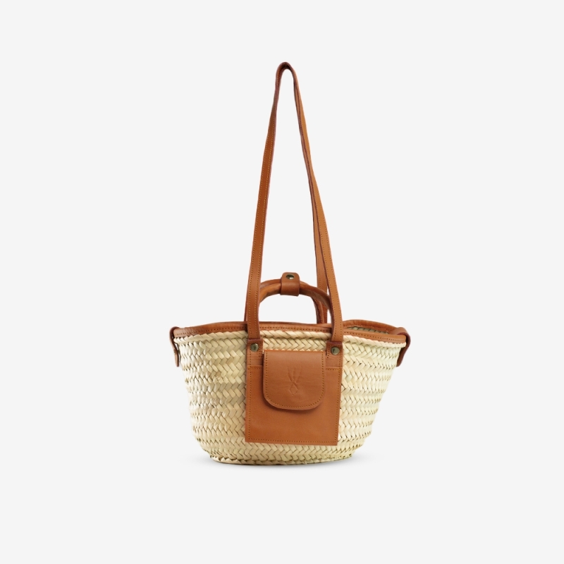 Petit Panier en raphia et cuir conçu pour La Sultana