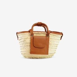 Petit Panier en raphia et cuir conçu pour La Sultana