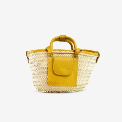 Small Raffia and leather basket designed for La Sultana