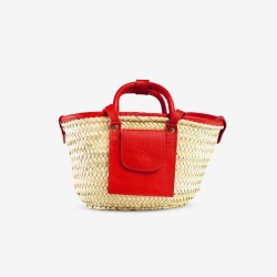 Small Raffia and leather basket designed for La Sultana