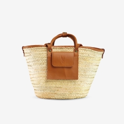 Raffia and leather basket designed for La Sultana