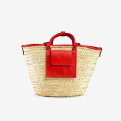 Raffia and leather basket designed for La Sultana