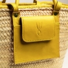 Raffia and leather basket designed for La Sultana