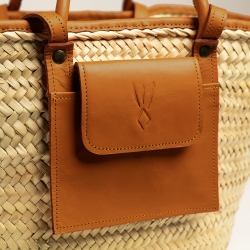 Raffia and leather basket designed for La Sultana