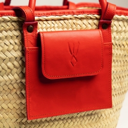 Raffia and leather basket designed for La Sultana