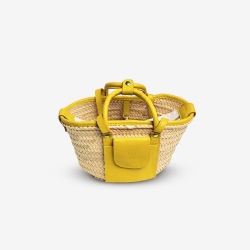 Small Raffia and leather basket designed for La Sultana